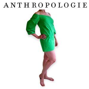 Anthropologie Green Puff Sleeve Cocktail Dress by Mare Mare